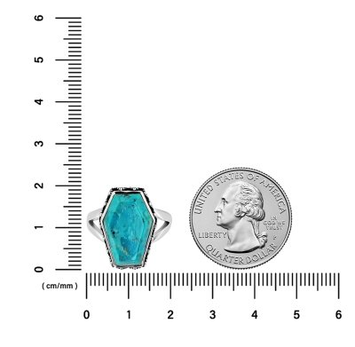 Sterling Silver Turquosie Coffin Ring