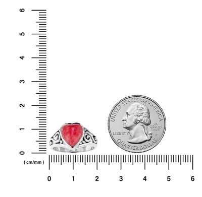 Sterling Silver Rhodochrosite Heart Ring