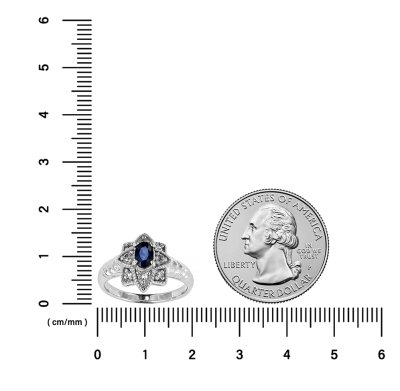 Sterling Silver Blue Sapphire and White Topaz Ring