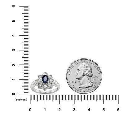 Sterling Silver Blue Sapphire and White Topaz Ring