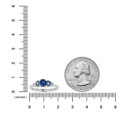 Sterling Silver Blue Sapphire and White Topaz Ring