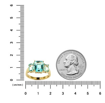 Sterling Silver Sky blue Topaz Ring Over Yellow Gold 18K Plated