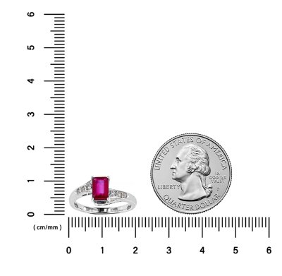 Sterling Silver Octagon Ruby and White Topaz Ring