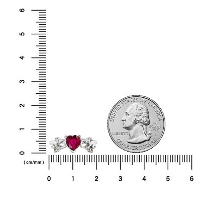 Sterling Silver Heart Ruby and White Topaz Ring