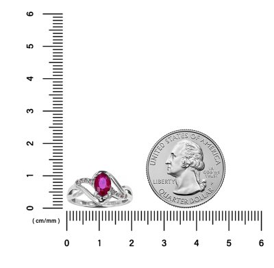 Sterling Silver Ruby and White Topaz Ring