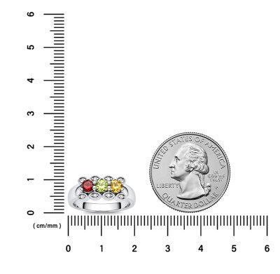 Sterling Silver Multi-Color Gemstones Ring