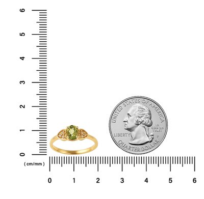 Sterling Silver Peridot and White Topaz Ring Over Yellow Gold 18K Plated