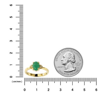 Sterling Silver Emerald and White Topaz Ring Over 18K Yellow Gold Plated