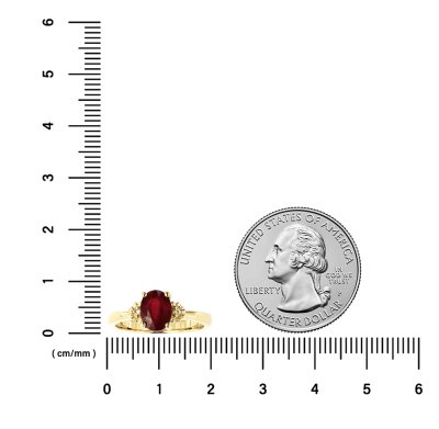 Sterling Silver Ruby and White Topaz Ring Over 18K Yellow Gold Plated