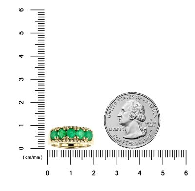 Sterling Silver Emerald Ring Over 18K Yellow Gold Plated