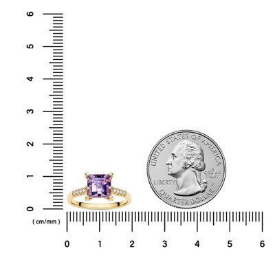 Sterling Silver Amethyst and White Topaz Ring Over 18K Yellow Gold Plated