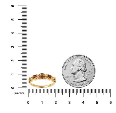 Sterling Silver Garnet Band Ring Over 18K Yellow Gold Plated