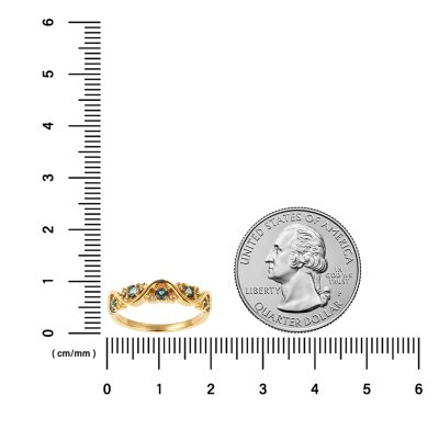 Sterling Silver London Blue Topaz Band Ring Over 18K Yellow Gold Plated