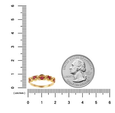 Sterling Silver Ruby Band Ring Over 18K Yellow Gold Plated