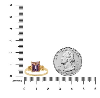 Sterling Silver Amethyst Ring Over 18K Yellow Gold Plated