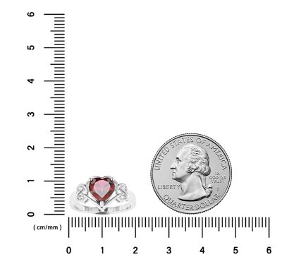 Sterling Silver Garnet Heart Ring