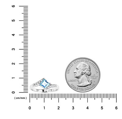 Sterling Silver Sky Blue Topaz & White Topaz Ring