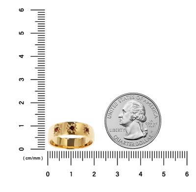 Sterling Silver Garnet Northstar Ring Over 18K Yellow Gold Plated