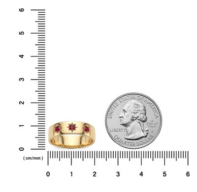 Sterling Silver Ruby Northstar Ring Over 18K Yellow Gold Plated