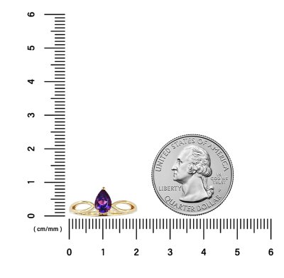 Sterling Silver African Amethyst Ring Over 18K Yellow Gold Plated