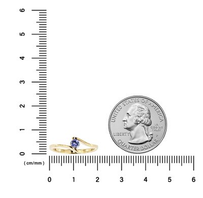 Sterling Silver Tanzanite Ring Over 18K Yellow Gold Plated