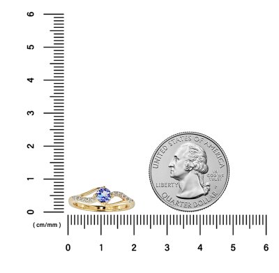 Sterling Silver Tanzanite and White Topaz Ring Over 18K Yellow Gold Plated