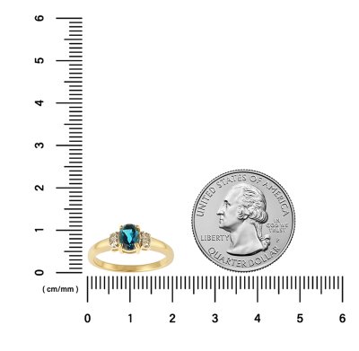 Sterling Silver London Blue Topaz and White Topaz Over 18K Yellow Gold Plated