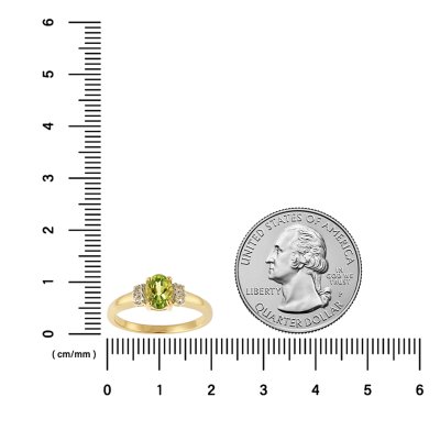 Sterling Silver Peridot and White Topaz Over 18K Yellow Gold Plated