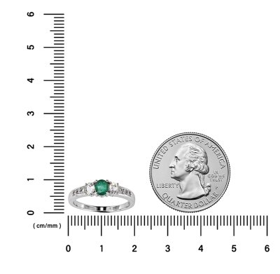 Sterling Silver Emerald and White Topaz Ring