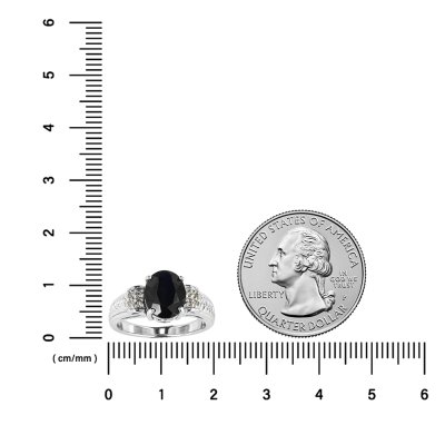 Sterling Silver Black Spinel and White Topaz Ring