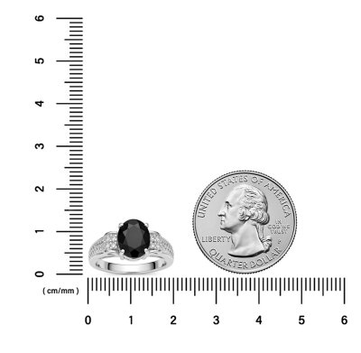 Sterling Silver Black Spinel and White Topaz Ring