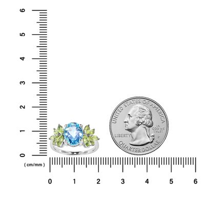 Sterling Silver Sky Blue Topaz and Peridot Ring
