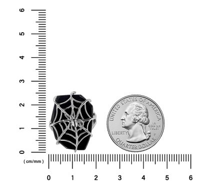 Sterling Silver Black Onyx Halloween Spider Web Ring