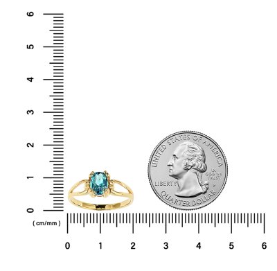 Sterling Silver Swiss Blue Topaz Ring Over 18K Yellow Gold Plated