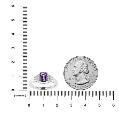 Sterling Silver  Amethyst and White Topaz Ring