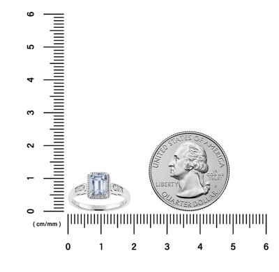 Sterling Silver Aquamarine and White Topaz Ring