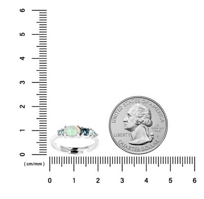 Sterling Silver Ethiopian Opal and Blue Topaz Adjustable Ring