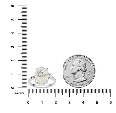 Sterling Silver Rainbow Moonstone and White Topaz Ring