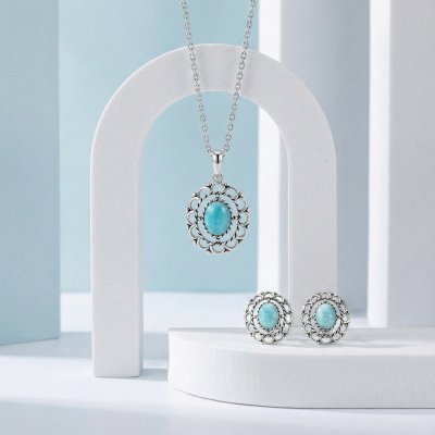 Sterling Silver Larimar Post Earrings