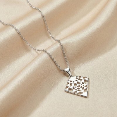 Sterling Silver Diamond Abstract Pendant With Chain 18 Inches