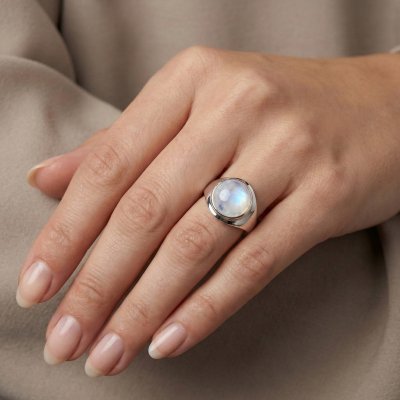 Sterling Silver Rainbow Moonstone Ring