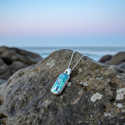 Sterling Silver Abalone With Chain 18 Inches