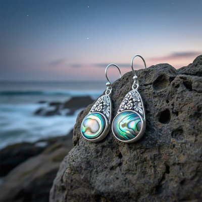 Sterling Silver Abalone Florwer Earrings