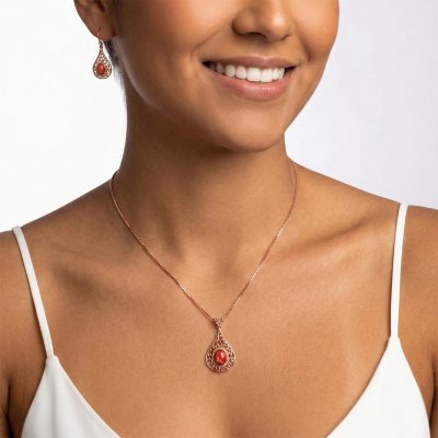 Sunstone Copper Pendant With Chain 18+2 Inch Necklace