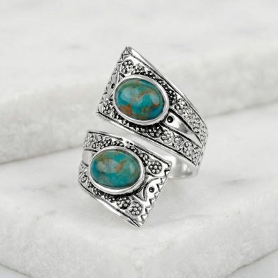 Sterling Silver Turquoise Bypass Ring