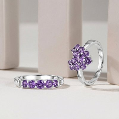 Amethyst Sterling Silver Heart Ring