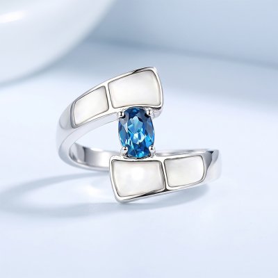 London Blue Topaz & MOP Sterling Silver Ring