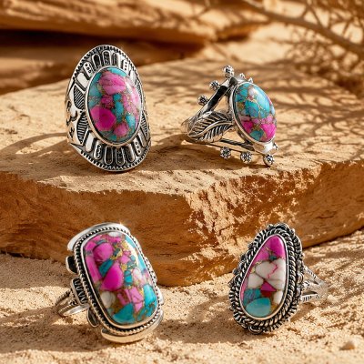 Cotton Candy Magnesite Sterling Silver Ring