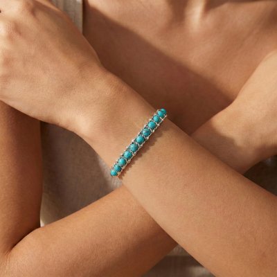 Sterling Silver Turquoise  Cuff Bracelet 7.5 inches.