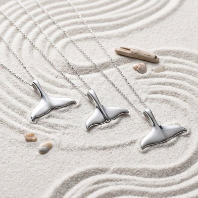 Sterling Silver Whale Tail Pendant Necklace